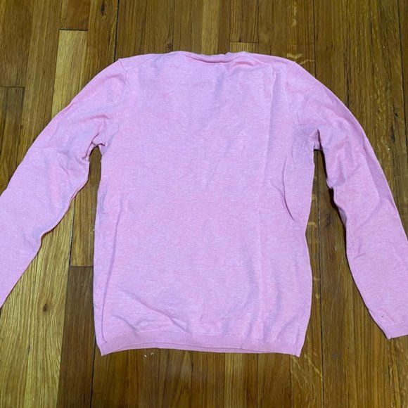 LAST CHANCE - Tommy Hilfiger Prima Cotton Light Pink V-Neck Sweater S - Picture 5 of 5